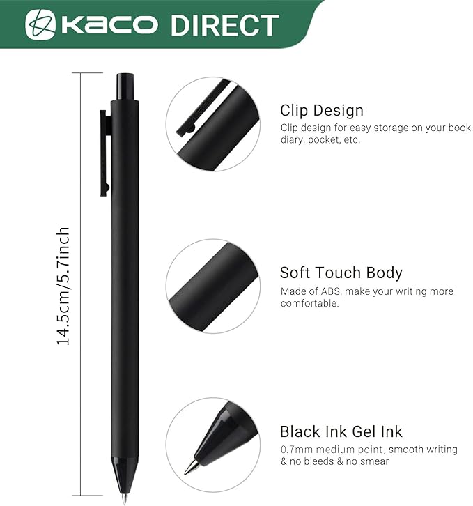 Kaco Pure Gel Pens 0.7mm - Pack of 10 - SCOOBOO - K1015 - Gel Pens