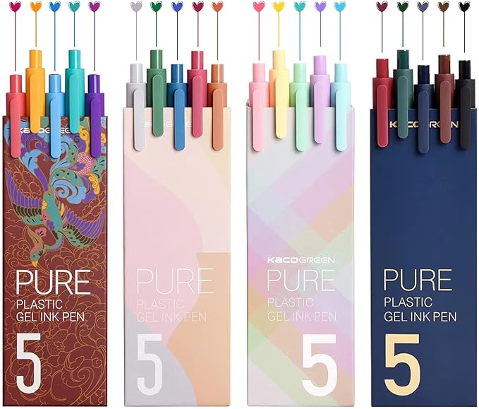 Kaco Pure Macaron Gel Pens - Set of 5 - Assorted colours 0.5mm - SCOOBOO - Pure-Classic I - Gel Pens