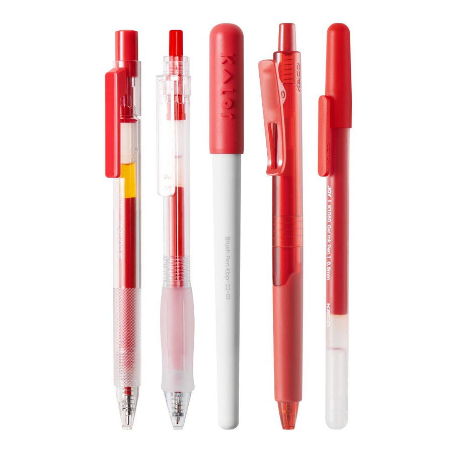 Kaco Red Pen Set- Pack of 5 - SCOOBOO - Gel Pens