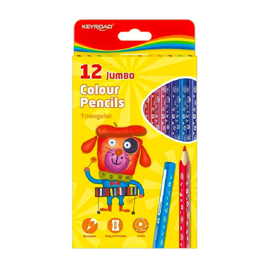 Keyroad - 12Shades Jumbo colour Pencil Pack of 12 - SCOOBOO - KR971349 - Coloured Pencils