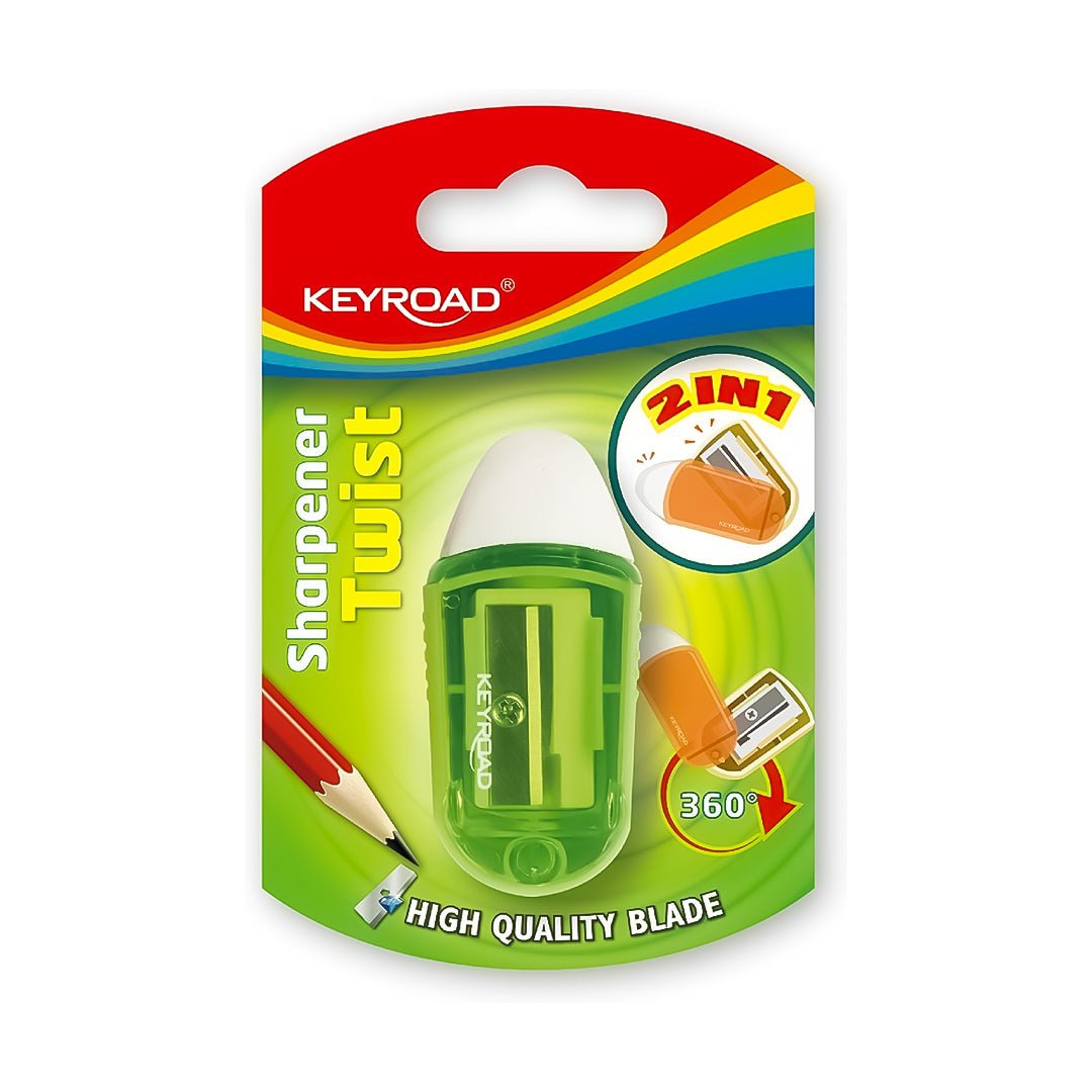 Keyroad 2 in 1 Twist Sharpener with Eraser - SCOOBOO - KR970711 - Sharpeners