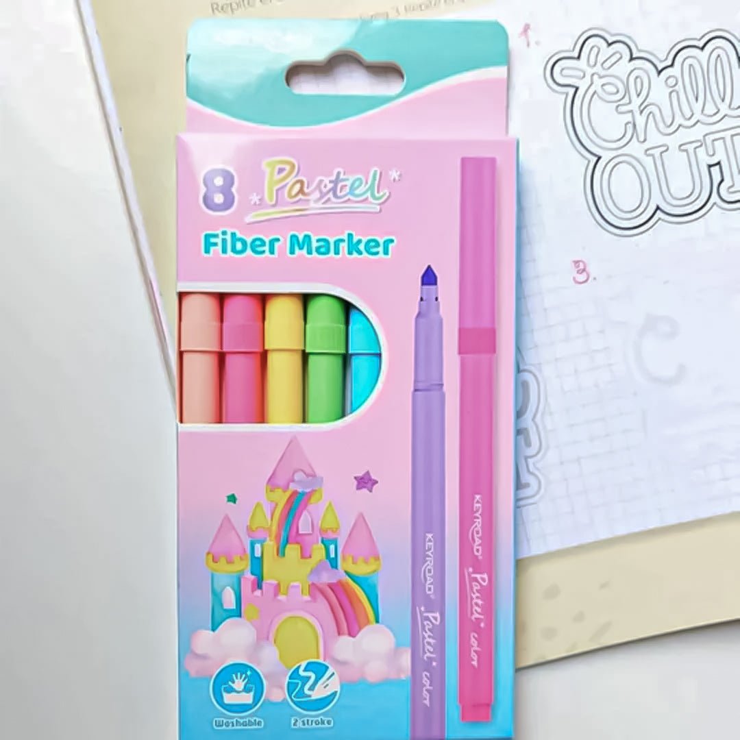 Keyroad 8 Pastel Fiber Marker - SCOOBOO - KR972034 - Highlighter