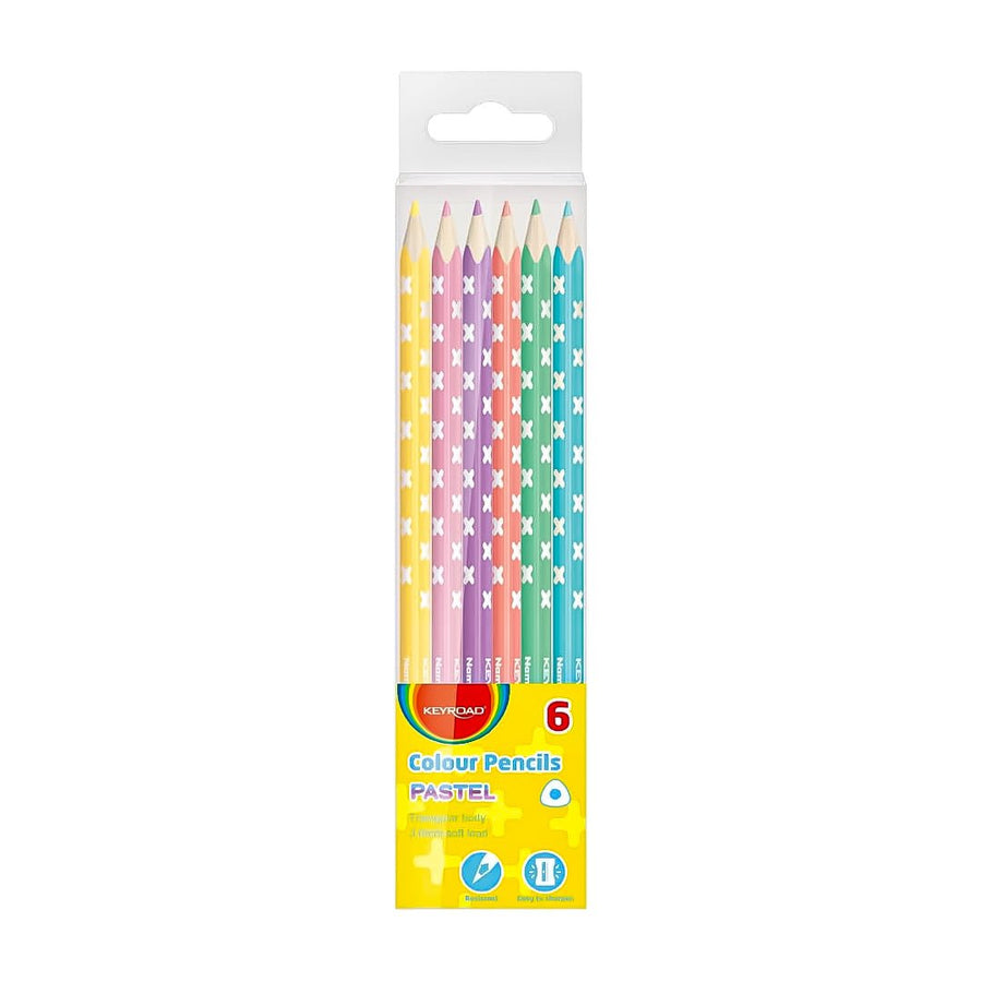 Keyroad Colour Pencils Pastel- Set of 6 - SCOOBOO - KR971871 - Coloured Pencils