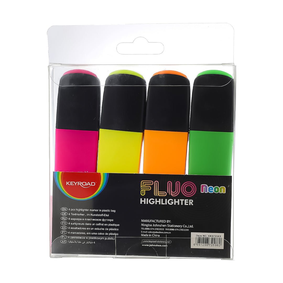 Keyroad Fluo Neon Highlighter Pack Of 4 - SCOOBOO - KR972163 - Highlighter