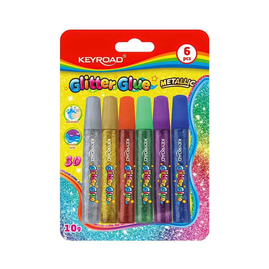 Keyroad Metallic Glitter Glue Pack Of 6 - SCOOBOO - KR971939 - Glue & Adhesive