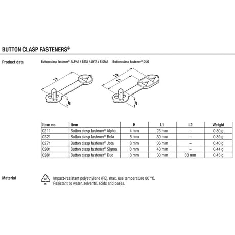 Laurel Bag Fastener Duo Multicolour 30/38 mm - SCOOBOO - 0287 - 95 - Paperclips, Fasteners & Rubber bands