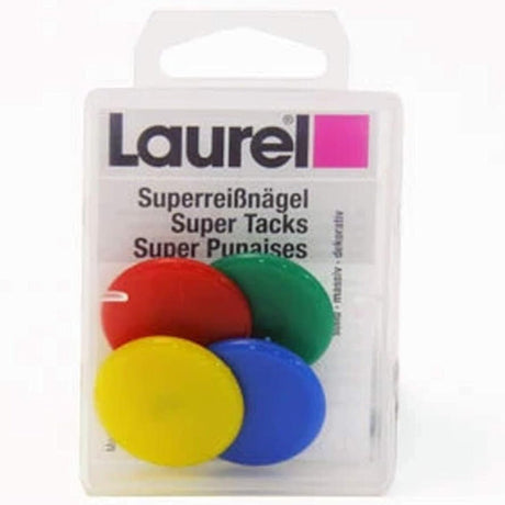 Laurel Box of Super Drawing Pins Thumb Tacks 30 mm - Pack of 4 - SCOOBOO - 2703 - 97 - Paperclips, Fasteners & Rubber bands