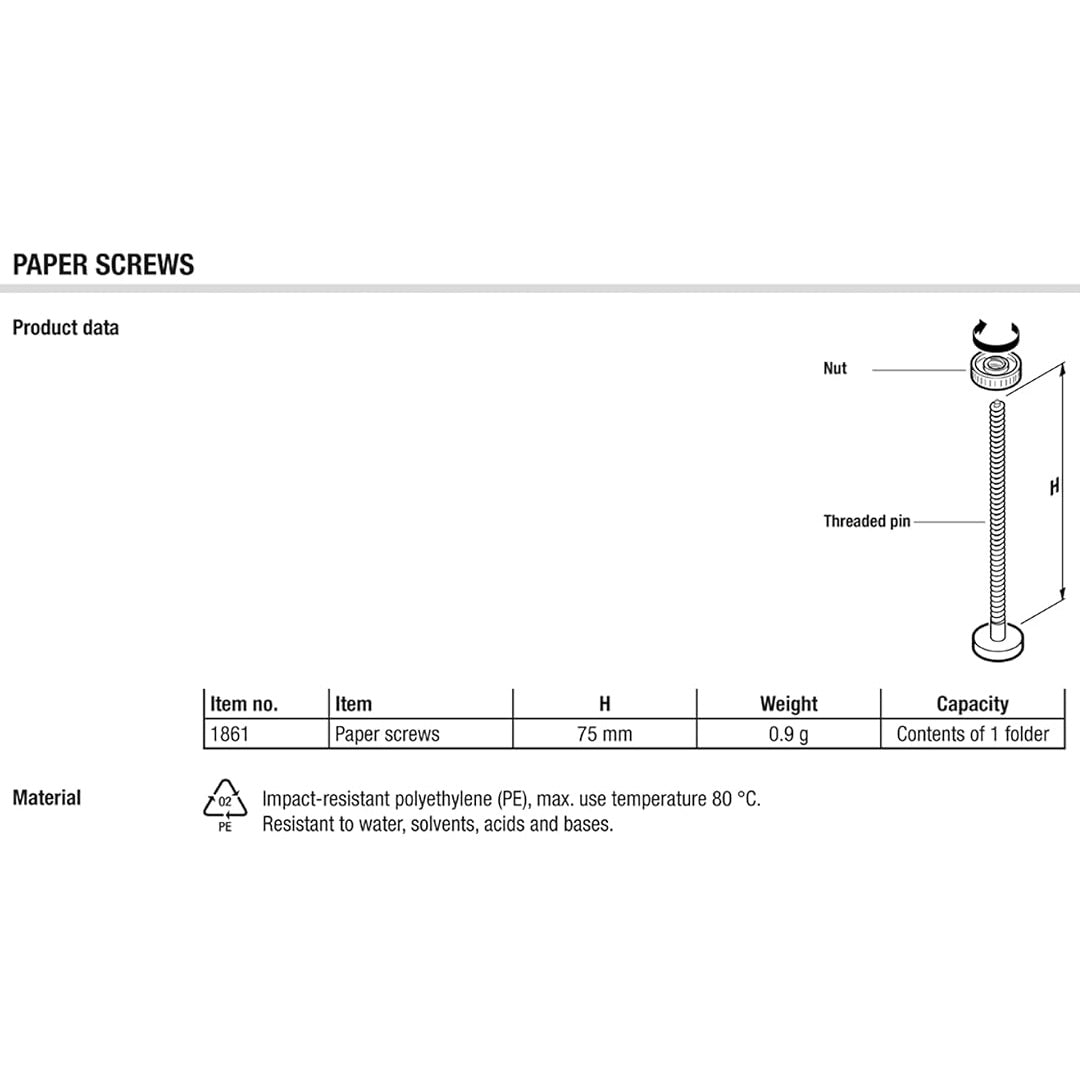 Laurel Filing Paper Screws Black 75 mm - SCOOBOO - 1864 - 11 - Paperclips, Fasteners & Rubber bands