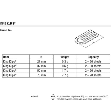 Laurel King Paper Clip Black 50 mm - SCOOBOO - 1344 - 11 - Paperclips, Fasteners & Rubber bands