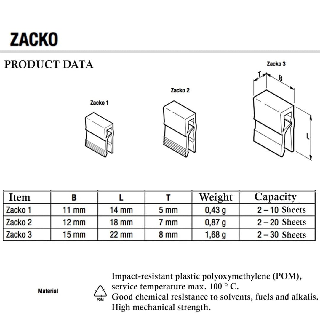 Laurel Letter Corner Clip Zacko Black 14 mm - Pack of 100 - SCOOBOO - 2842 - 11 - Paperclips, Fasteners & Rubber bands