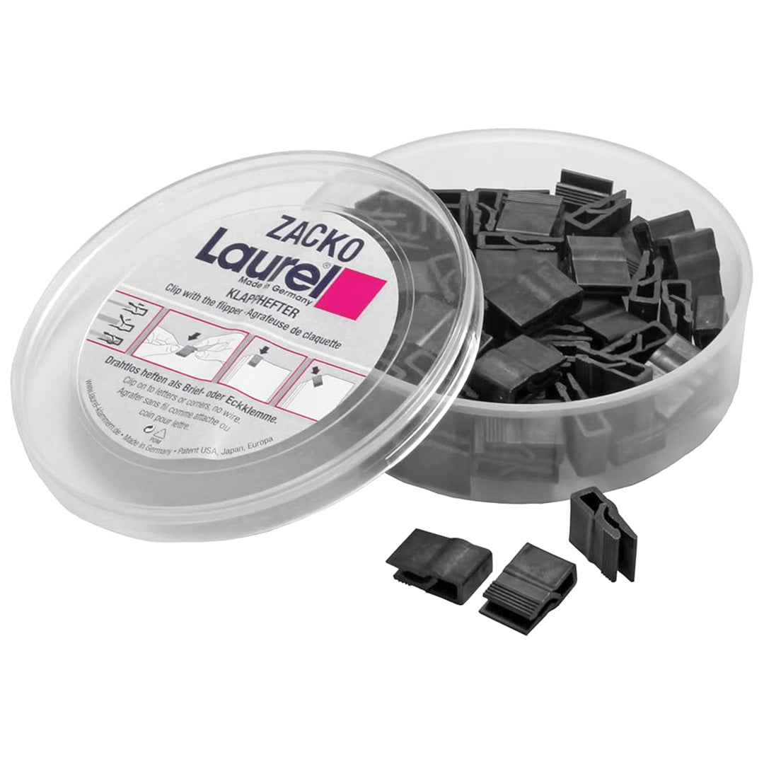 Laurel Letter Corner Clip Zacko Black 18 mm - SCOOBOO - 2855 - 11 - Paperclips, Fasteners & Rubber bands