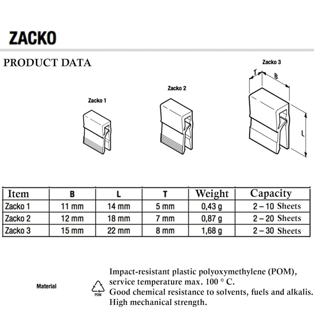 Laurel Letter Corner Clip Zacko Black 18 mm - SCOOBOO - 2855 - 11 - Paperclips, Fasteners & Rubber bands