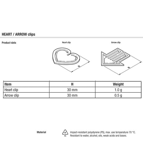 Laurel Multipurpose Clip Heart Shaped Assorted 30 mm - Pack of 25 - SCOOBOO - 1408 - 97 - Paperclips, Fasteners & Rubber bands