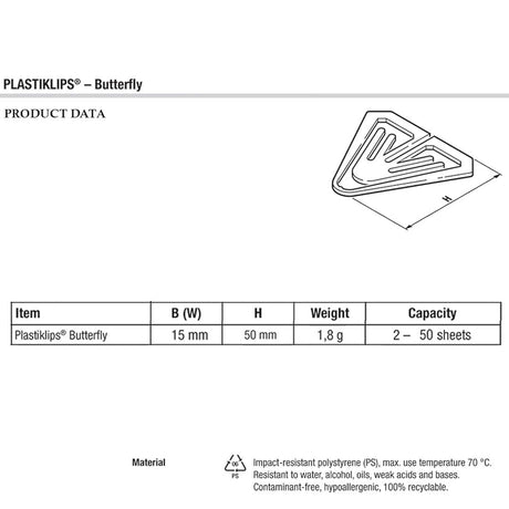 Laurel Paper Clips Butterfly Black 50 mm - Pack of 100 - SCOOBOO - 0172 - 11 - Paperclips, Fasteners & Rubber bands