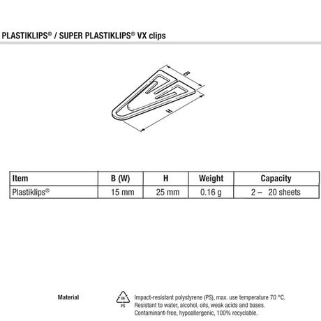 Laurel Plasticlips Assorted 25 mm - Pack of 100 - SCOOBOO - 0113 - 97 - Paperclips, Fasteners & Rubber bands