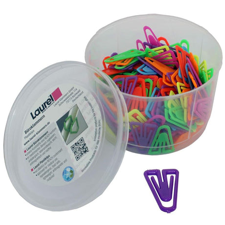 Laurel Plasticlips Assorted 35 mm - Pack of 200 - SCOOBOO - 1303 - 97 - Paperclips, Fasteners & Rubber bands