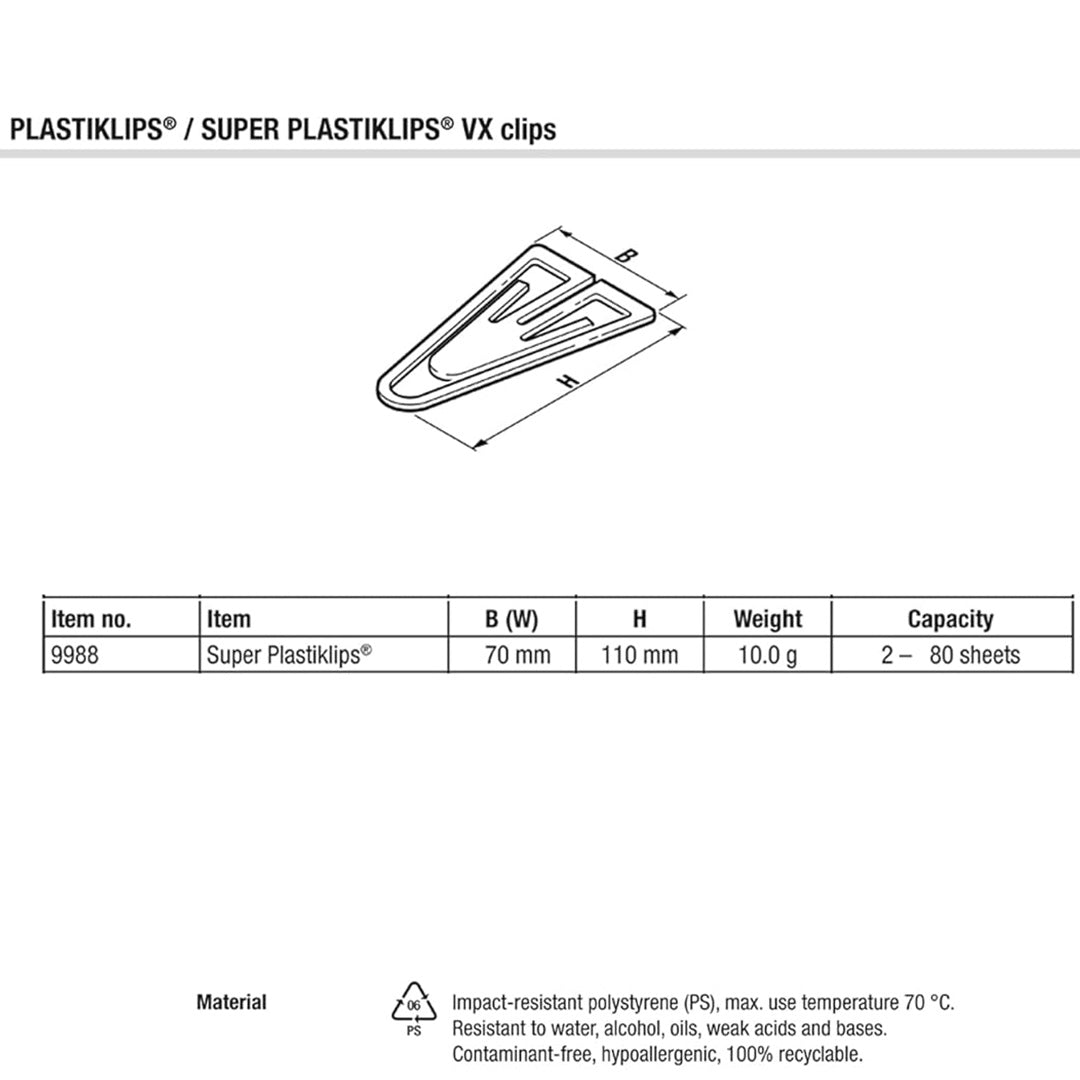 Laurel Plasticlips Assorted 35 mm - Pack of 200 - SCOOBOO - 1303 - 97 - Paperclips, Fasteners & Rubber bands