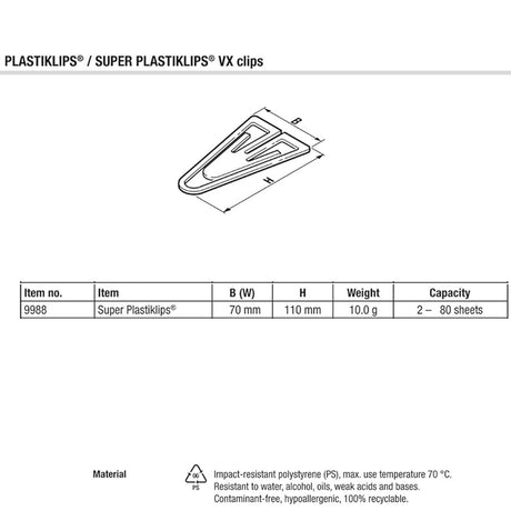 Laurel Plasticlips Assorted 35 mm - Pack of 200 - SCOOBOO - 1303 - 97 - Paperclips, Fasteners & Rubber bands