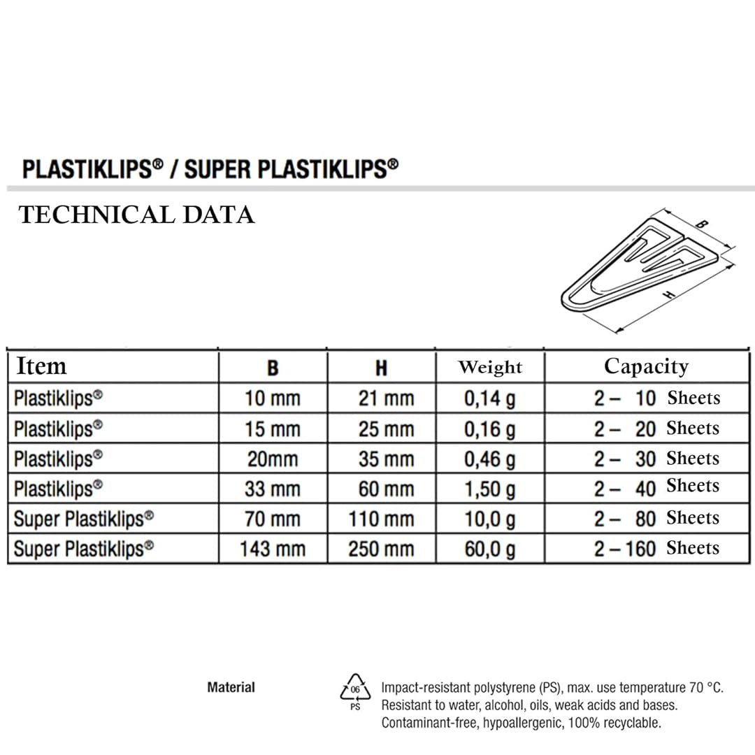 Laurel Plasticlips Mini Paper Clips Office Trio 21/25/35 mm - SCOOBOO - 0810 - 97 - Paperclips, Fasteners & Rubber bands