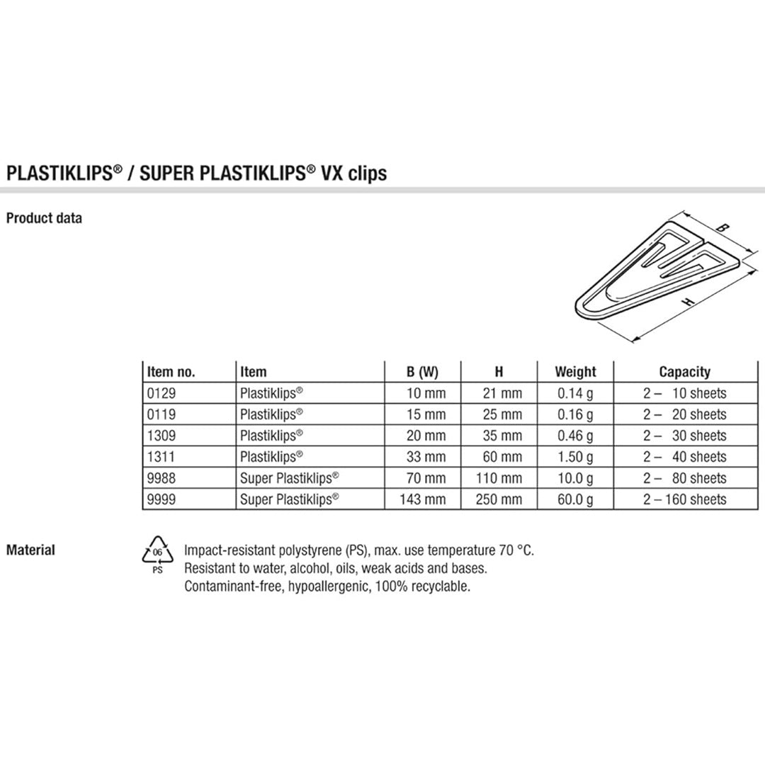 Laurel PlastiClips PaperClips Black 75 Pieces 60 mm - SCOOBOO - 1313 - 11 - Paperclips, Fasteners & Rubber bands