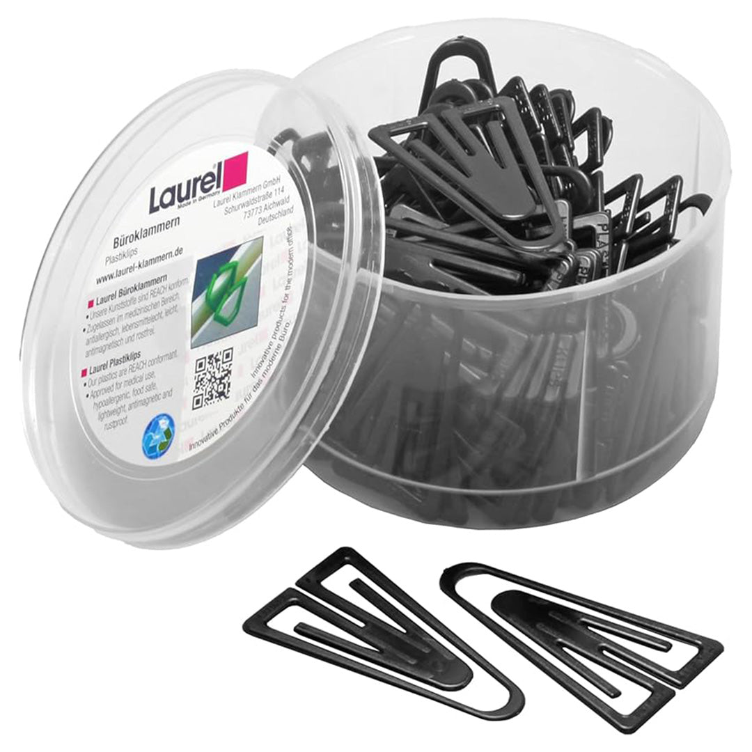 Laurel PlastiClips PaperClips Black 75 Pieces 60 mm - SCOOBOO - 1313 - 11 - Paperclips, Fasteners & Rubber bands