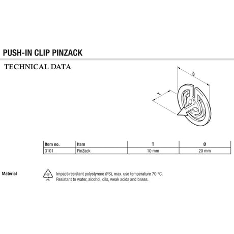 Laurel Push in Clip PinZack PaperClip 20 mm - SCOOBOO - 3105 - 11 - Paperclips, Fasteners & Rubber bands