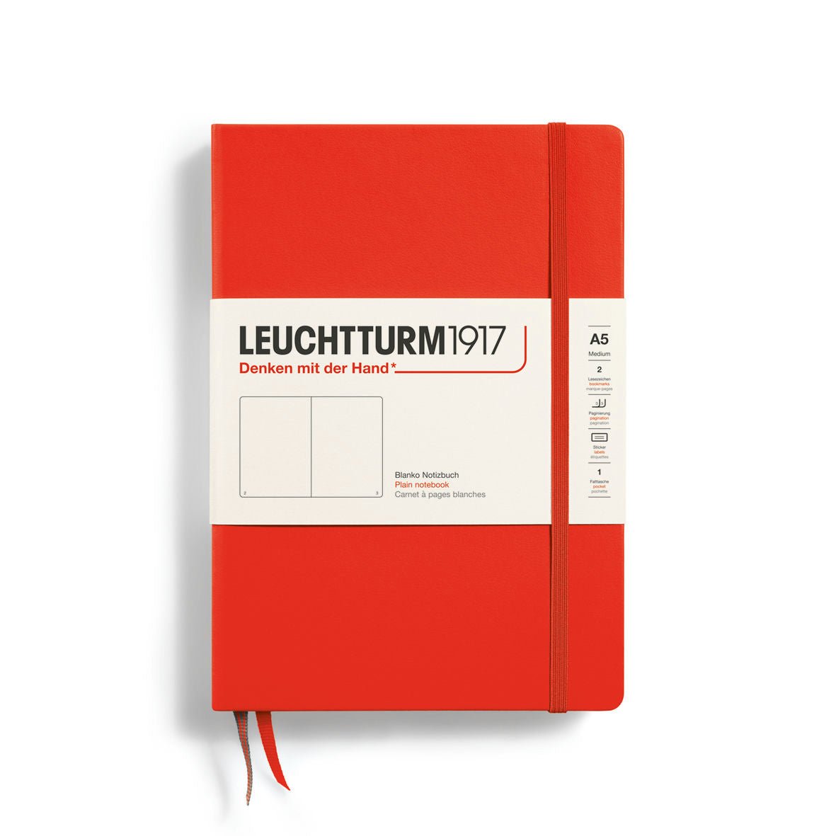 Leuchtturm Plain Hardcover Notebook Medium (A5) - SCOOBOO - 369783 - Plain