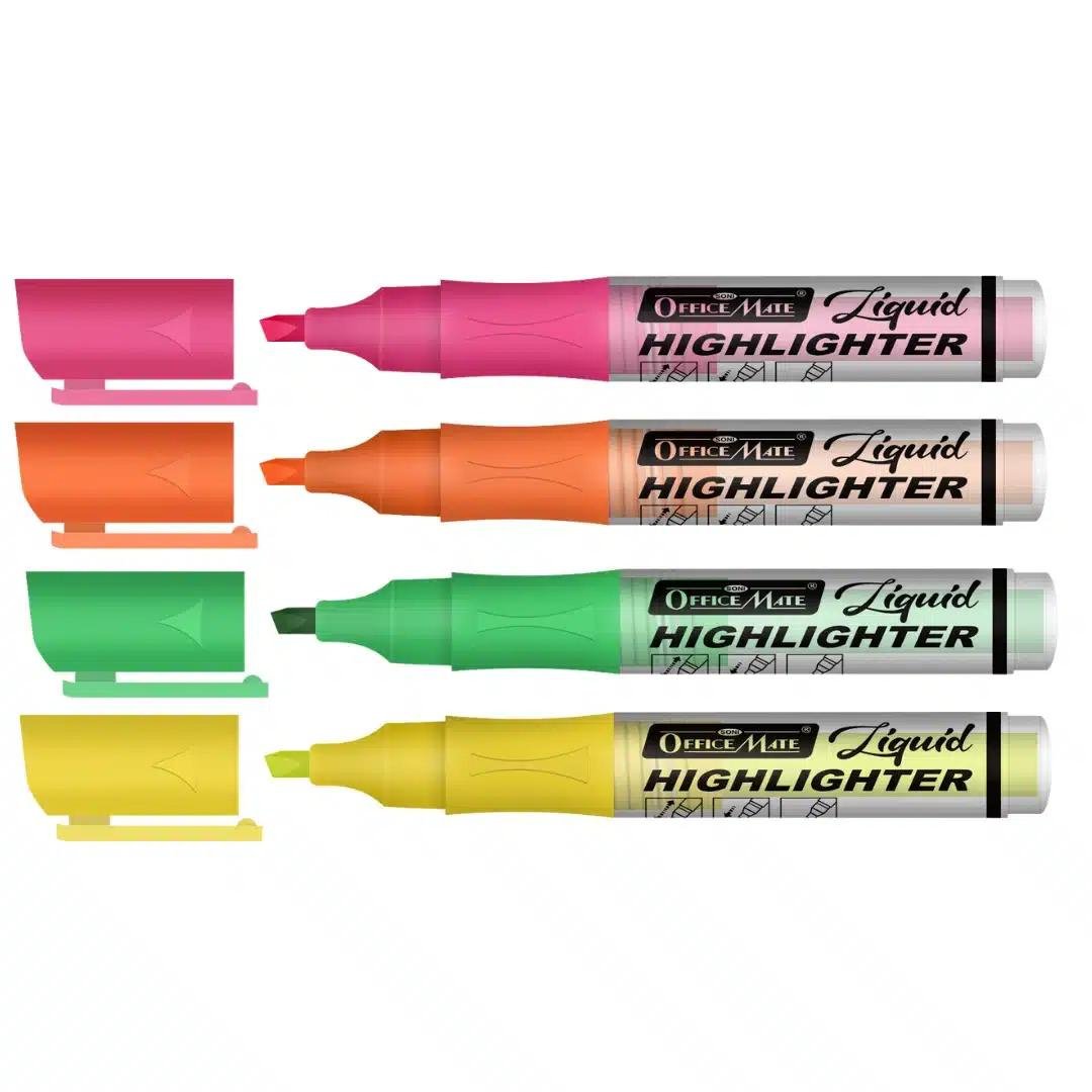 Liquid Highlighter Marker Pack Of 4 - SCOOBOO - Highlighter