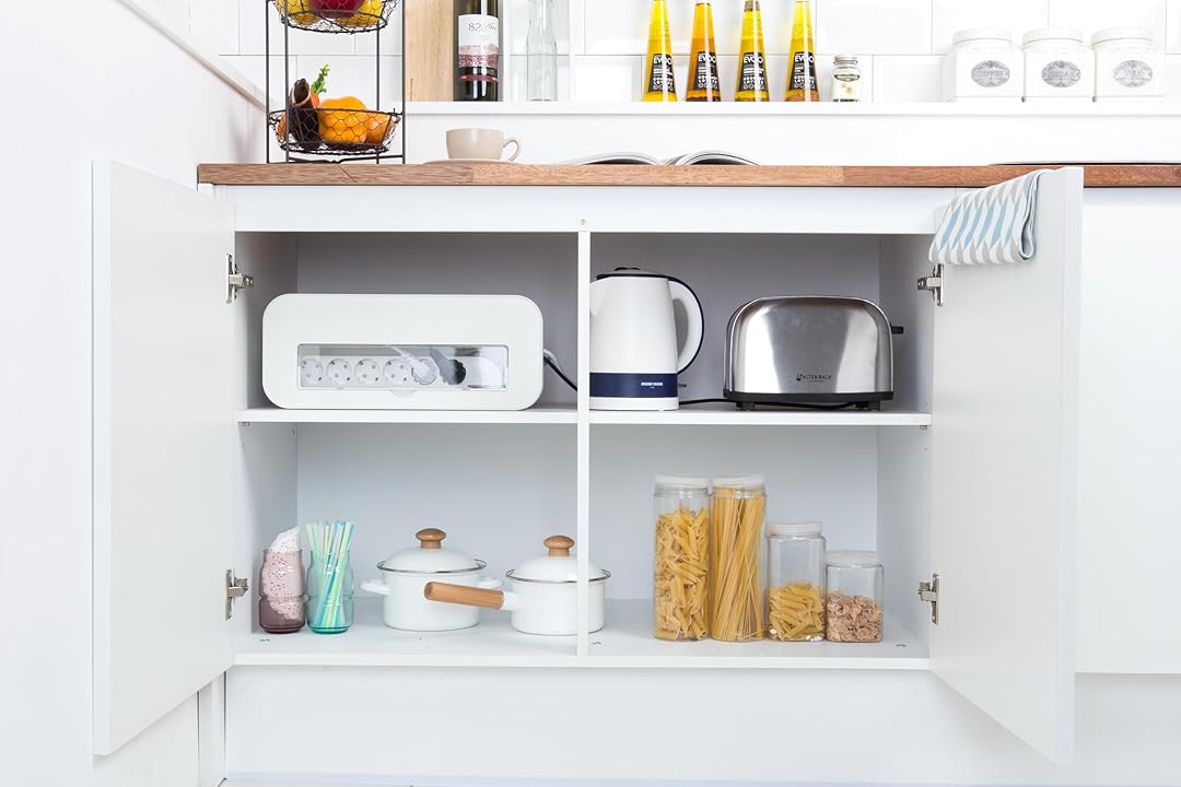 Litem White Cable Management Box & Charging Stand Desk Organizer