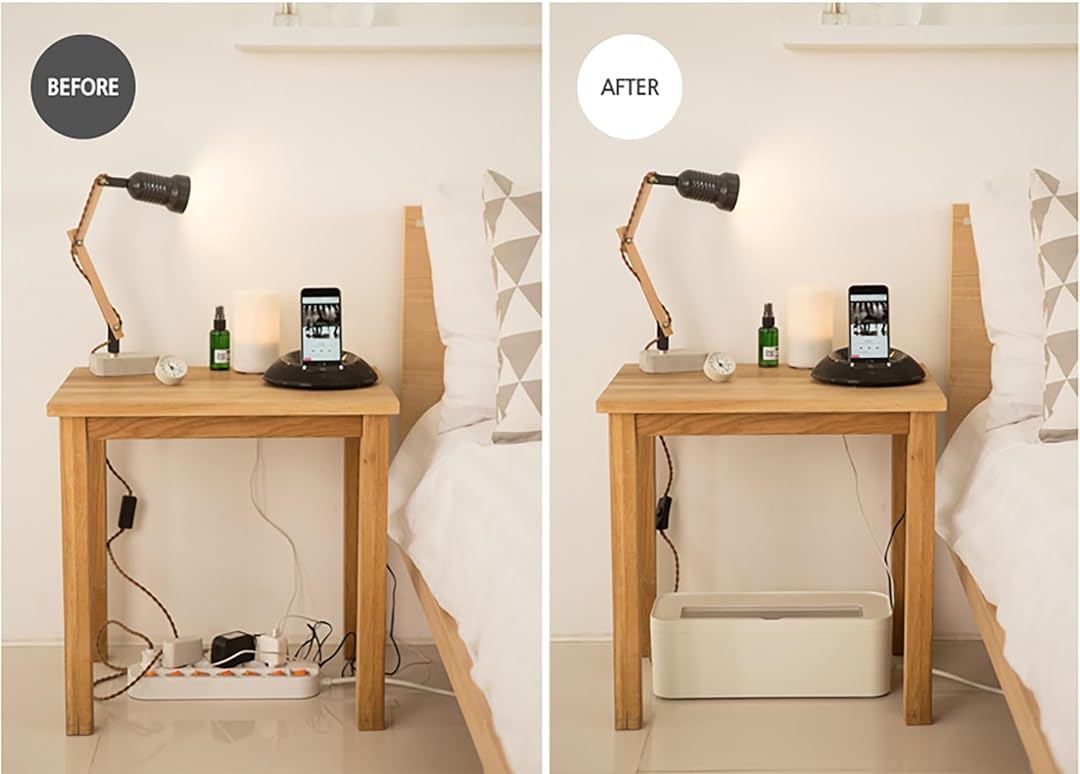 Litem White Cable Management Box & Charging Stand Desk Organizer