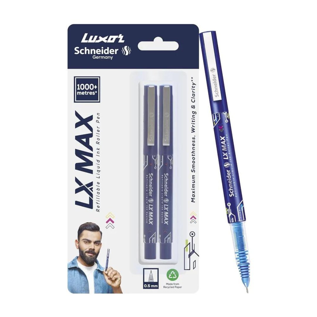 Luxor Schneider LX MAX Nedle Tip Roller Ball Pen - Pack of 2 - SCOOBOO - 9000033860 - Roller Ball Pen