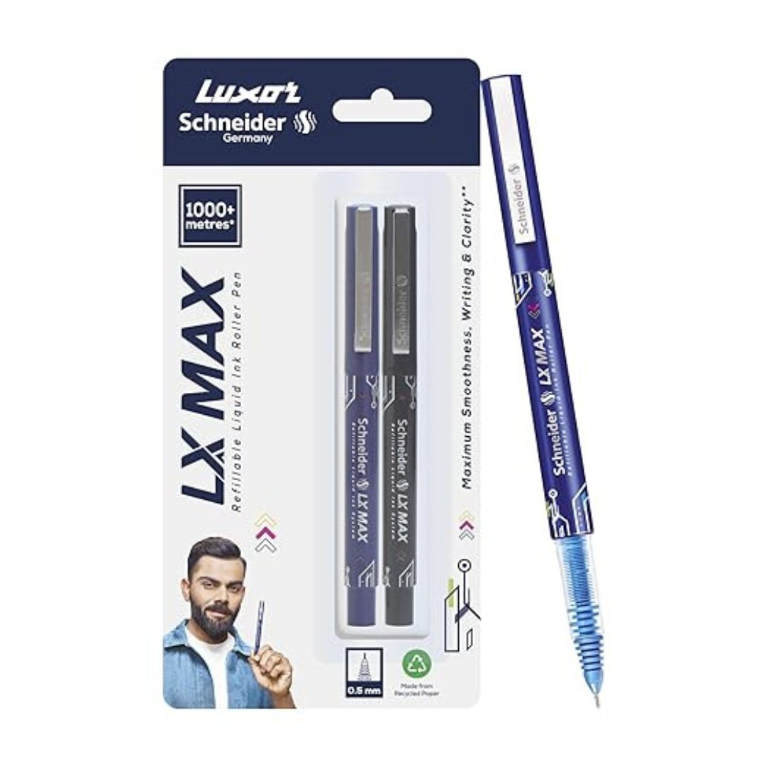 Luxor Schneider LX MAX Nedle Tip Roller Ball Pen - Pack of 2 - SCOOBOO - 9000033861 - Roller Ball Pen