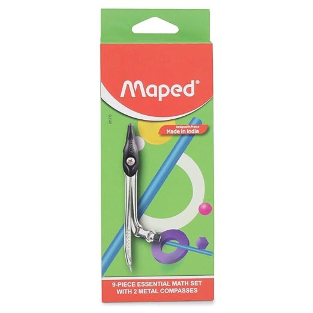 Maped 9 PC Instrument Essential Math Set - SCOOBOO - 981716 - Geometry Box