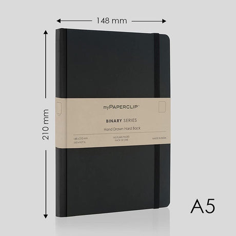 MyPaperclip Binary Series A5 Plain Notebook - SCOOBOO - BSH192A5 - P Black Spine - Plain