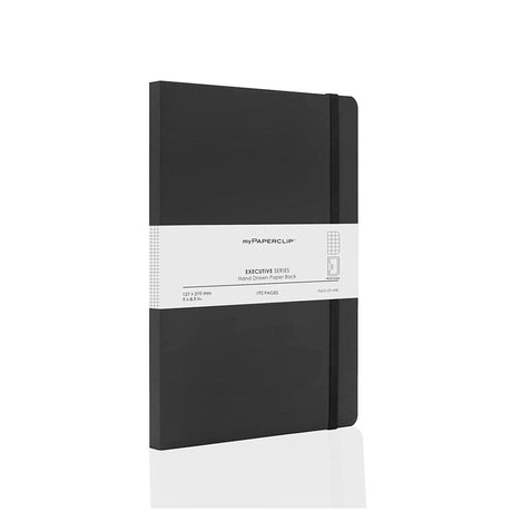 Mypaperclip Executive Series Hand Drawn Paper Back Plain A6 Notebook - SCOOBOO - ESP192S - P Black - Plain