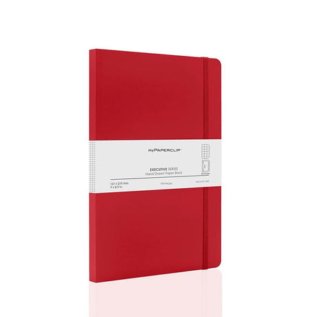 Mypaperclip Executive Series Hand Drawn Paper Back Plain A6 Notebook - SCOOBOO - ESP192S - P Red - Plain