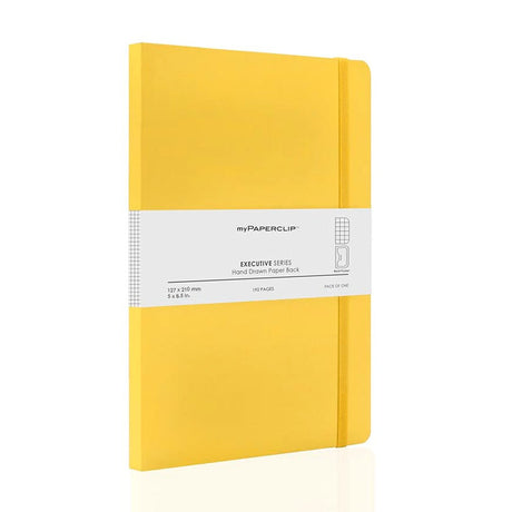 Mypaperclip Executive Series Hand Drawn Paper Back Plain A6 Notebook - SCOOBOO - ESP192S - P Yellow - Plain