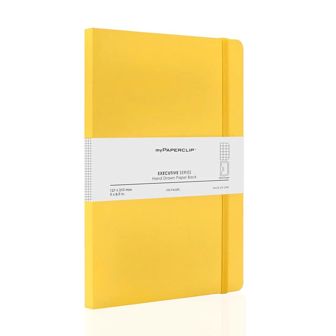 Mypaperclip Executive Series Hand Drawn Paper Back - Ruled A6 - SCOOBOO - ESP192S - R - Yellow - Ruled