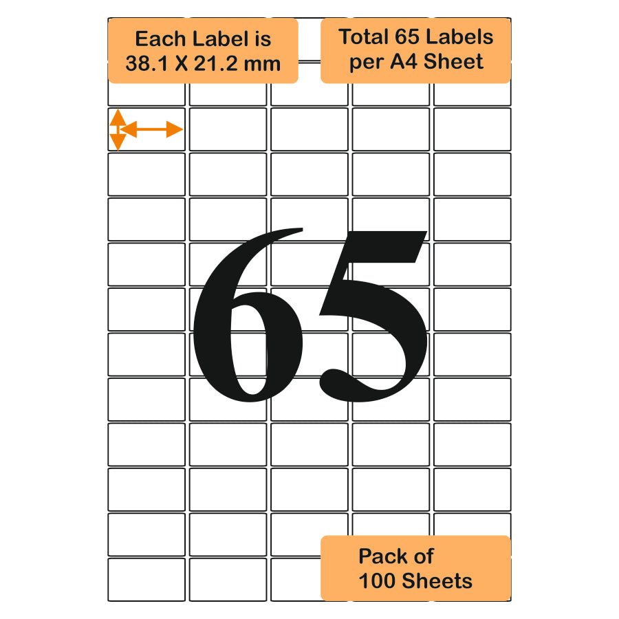 Oddy A4 self stick paper label - 100 sheets Pack - SCOOBOO - ST - 65A4100 - Stencils & Stickers