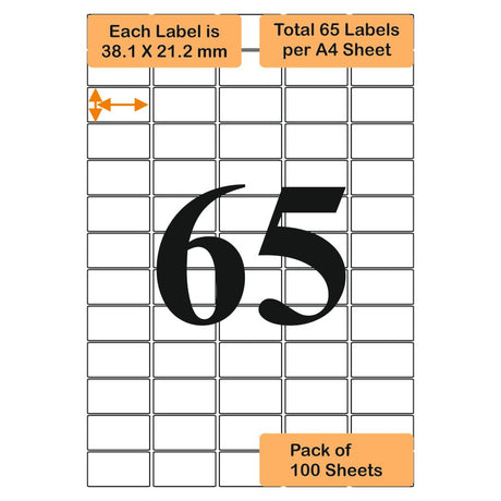 Oddy A4 self stick paper label - 100 sheets Pack - SCOOBOO - ST - 65A4100 - Stencils & Stickers