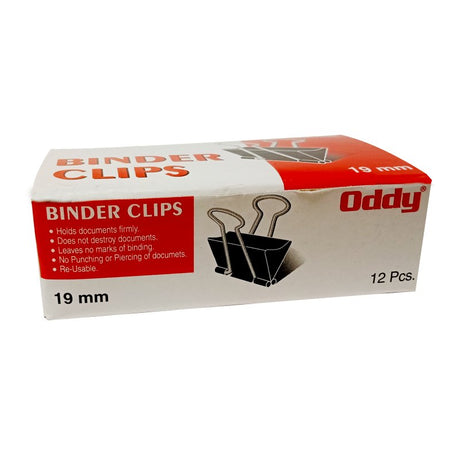 Oddy Binder Clips 12 Pcs Pack - SCOOBOO - BCBLK19 - Paperclips, Fasteners & Rubber bands