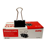 Oddy Binder Clips 12 Pcs Pack - SCOOBOO - BCBLK32 - Paperclips, Fasteners & Rubber bands