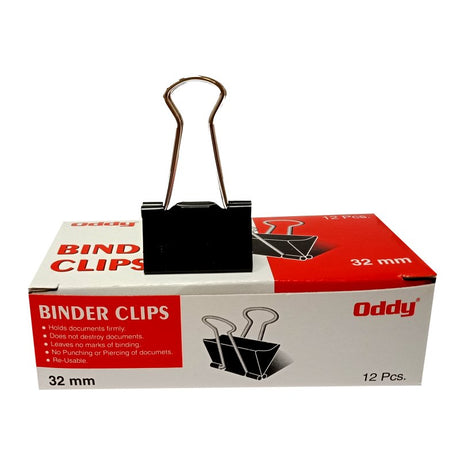 Oddy Binder Clips 12 Pcs Pack - SCOOBOO - BCBLK32 - Paperclips, Fasteners & Rubber bands