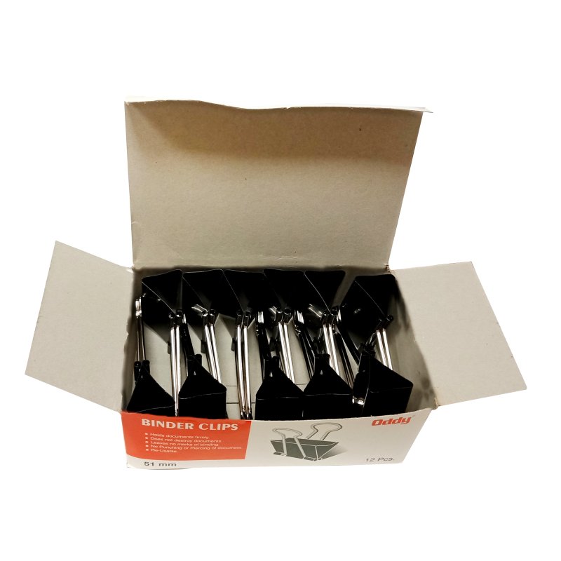 Oddy Binder Clips 12 Pcs Pack - SCOOBOO - BCBLK51 - Paperclips, Fasteners & Rubber bands