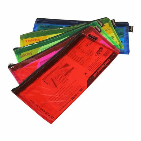 Oddy Pencil Pouch Coloured Transparent, Zipper pouch Pack of 5 - SCOOBOO - PPCT - 01 (5P) - Pencil Cases & Pouches