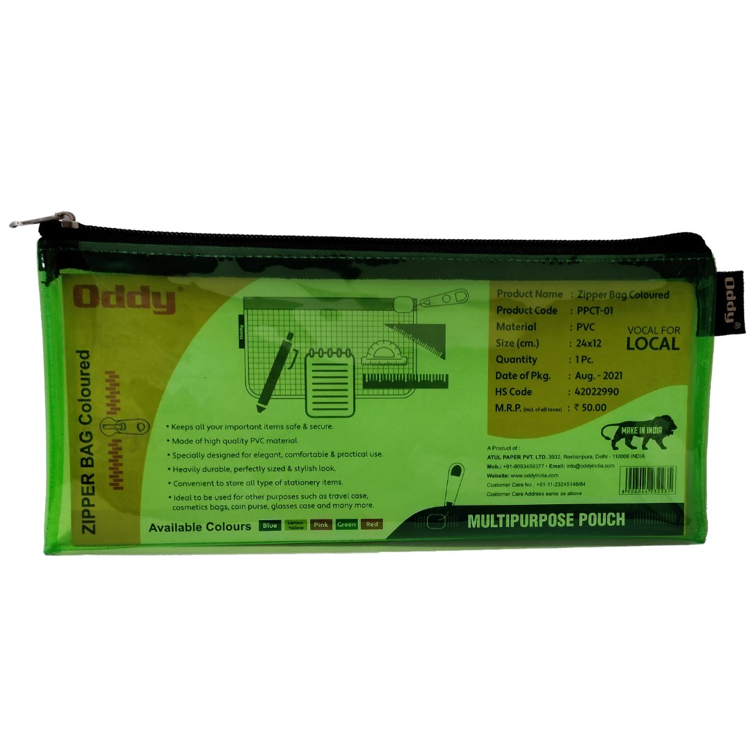 Oddy Pencil Pouch Coloured Transparent, Zipper pouch - SCOOBOO - PPCT - 01 - Pencil Cases & Pouches