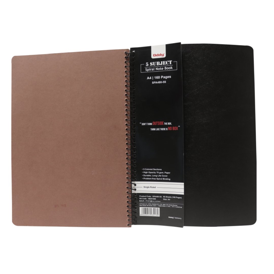 Oddy Spiral 5 Color Sheets Notebook A5 - SCOOBOO - SP3380 - 5S - Ruled