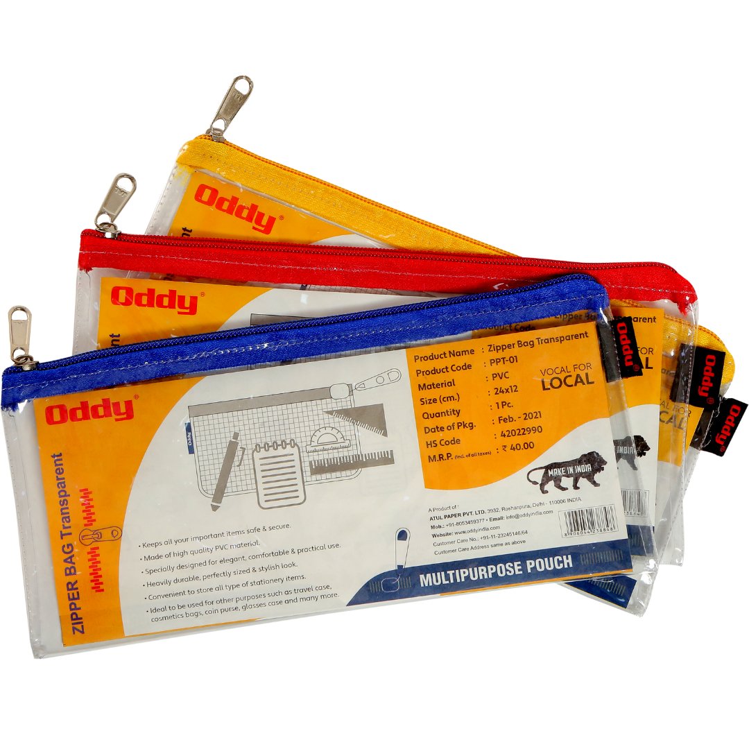 Oddy Transparent ZipperPencil Pouch - SCOOBOO - PPT - 01 - Pencil Cases & Pouches