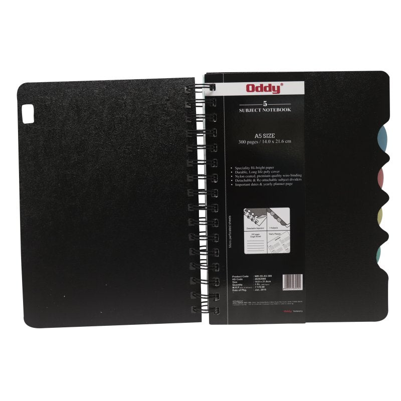 Oddy Wiro A5 Size 5 color Notebook - SCOOBOO - WR - 5S - A5 - 300 - Ruled