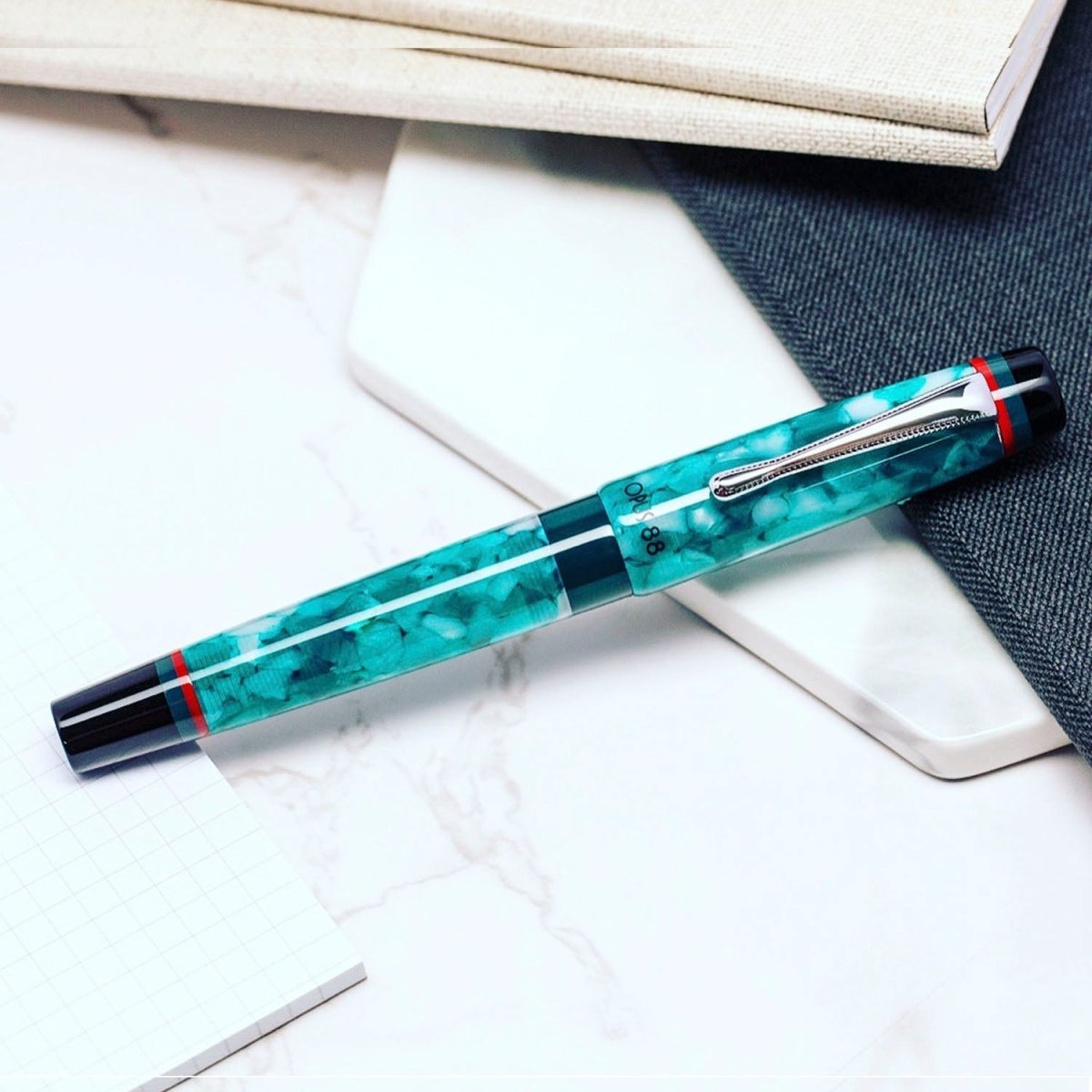 Opus 88 Minty Light Blue Fountain pen - SCOOBOO - OP88_MNTY_LTBLU_FPEF_96082202_EF - Fountain Pen